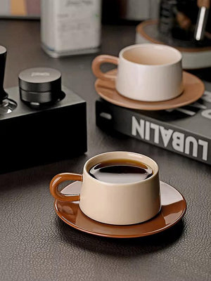 熱銷bincoo咖啡杯碟套裝牛奶陶瓷拿鐵杯小眾設計感家用高檔精致馬克杯現貨