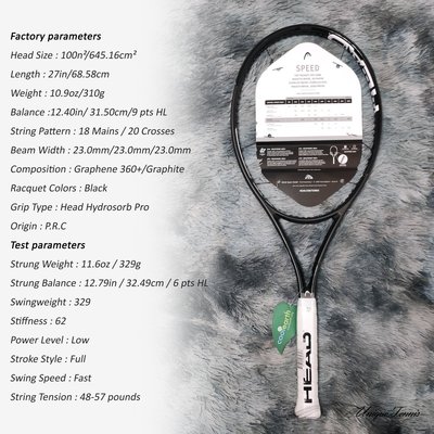 現貨熱銷-Head Graphene 360+ Speed Pro/MP  網球拍 德約全黑限量款網球拍