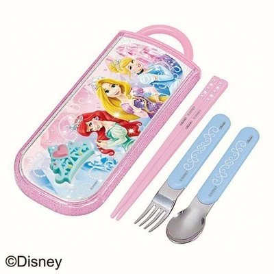 【現貨】【wendy kids】日本進口 迪士尼 公主系列 3合1餐具組 筷子 湯匙 叉子 環保餐具 附收納盒 日本製