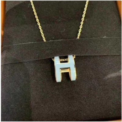 【二手正品】 Hermès 愛馬仕 經典 Pop H 立體簍空橢圓 項鍊 黑色 玫瑰金 多色可選 現貨