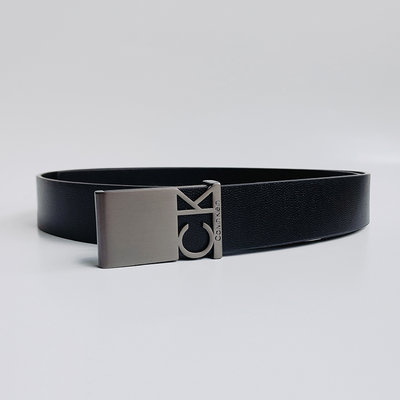 美國百分百【全新真品】Calvin Klein 皮革 皮帶 腰帶 配件 CK logo 黑色 32mm BH32