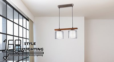【168 Lighting】簡約羅紋《木藝吊燈》（兩款）雙燈款GB 81142-2