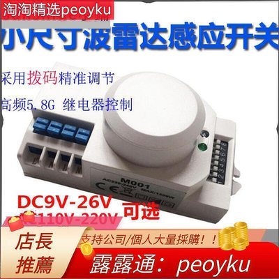 【現貨】限時促銷微波雷達吸頂寬電壓人體感應開關AC 110V 220V, DC 9V 12V 24V 網路購物