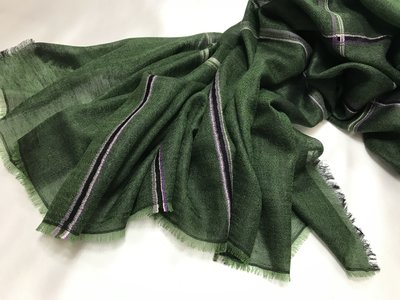 極細膩別緻皇家綠紫粉白鏤空條紋撞色黑格100% Cashmere大尺寸超纖薄喀什米爾圍巾披肩pashmina