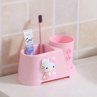 Hello Kitty凱蒂貓牙刷座套裝韓國創意卡通牙刷架兒童漱口杯熱賣