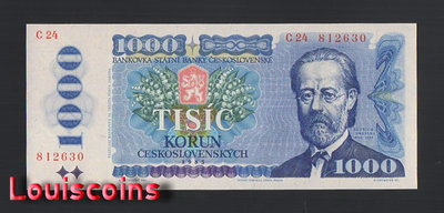【Louis Coins】B826- CZECHOSLOVAKIA-1985捷克斯洛伐克紙鈔.1000 koruna