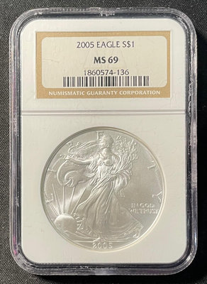 【週日21:00】31~A130~美國2005年1元銀幣 自由女神 NGC MS69