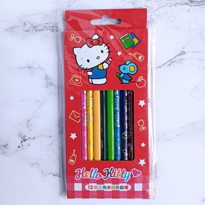 正版新品 三麗鷗 Hello Kitty 12色三角木頭色鉛筆 繪圖筆 文具用品 兒童繪畫 畫畫筆