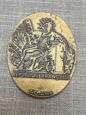 #紀念章 2000年法國特許經營許可紀念章銅牌子徽章古玩古董