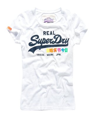 極度乾燥 Superdry 虹彩配色Logo T-shirt 純棉 短袖 上衣 修身 復古 經典款 光學白 A&F