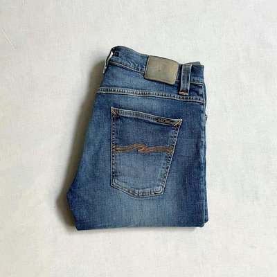 義大利製造 瑞典Nudie Grim Tim Crispy Used Jeans 有機棉 彈性纖維 石洗刷紋 合身牛仔褲