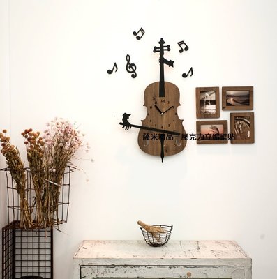 小提琴掛鐘 小提琴 提琴 大提琴 琴 音樂 咖啡廳 時鐘 鬧鐘 掛鐘 相框牆 相框 相片牆 簡約風 壁貼 壁畫 掛飾 鐘