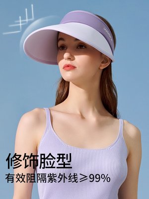 新款可折疊空頂帽遮陽帽女夏季運動帽防紫外線防曬帽子速干大檐帽