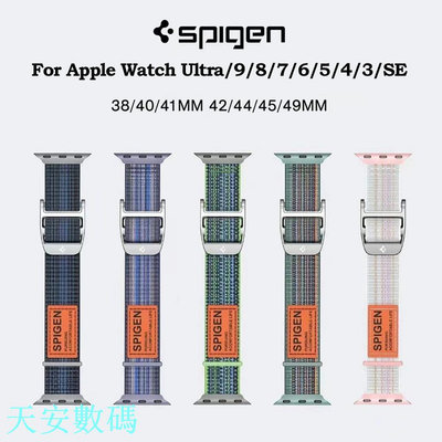Spigen 原裝尼龍錶帶運動手鍊兼容 Apple Watch Ultra 9 8 7 6 5 4 3 SE iWatc