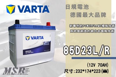 【茂勝電池】NEW VARTA 華達 85D23L 85D23R 日規電池 汽車電池 日系車專用 75D23L 加強版
