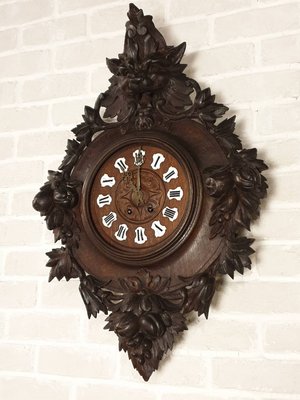 【卡卡頌 歐洲古董】德國百年 黑森林  全手工  精湛立體雕刻  古董機械掛鐘  cl0055✬
