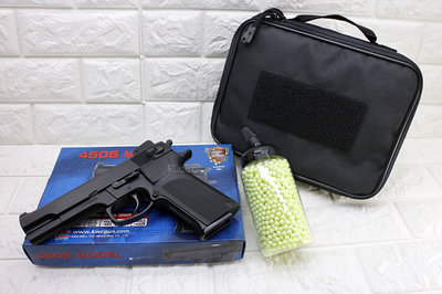 [01] KWC M4505 手槍 空氣槍 黑 + 奶瓶 + 手槍袋 ( KA14 BB槍COLT柯特M1911