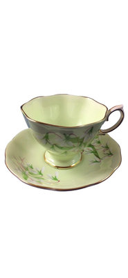 英國骨瓷Royal Albert手繪雪蓮花綠色杯盤