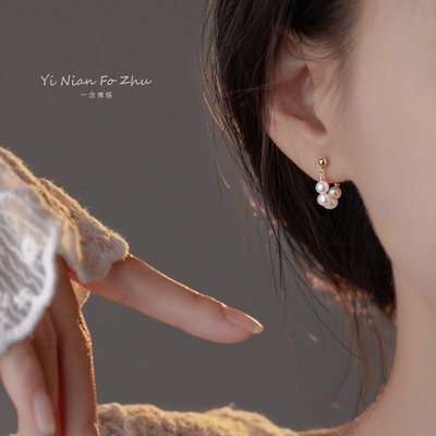 純銀珍珠耳環女小眾設計感耳釘飾輕奢高級感2022年新款潮氣質耳墜-新店特惠精品  夏季