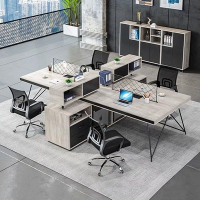 辦公室職員辦公桌椅組合2/4/6人屏風工作位簡約現代員工工位桌子