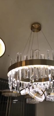 北歐客廳吊燈led現代簡約水晶環形輕奢燈具臥室燈飾網紅餐廳燈飾