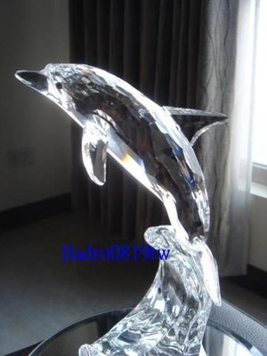 (全新含超大原廠盒~市價4萬)施華洛世奇水晶1998年 巨型海豚(20cm高)SWAROVSK(另飛馬)