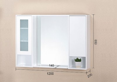魔法廚房 台製 120cm 鏡櫃14120浴櫃 吊櫃 防水PVC發泡板 白色 可另外加燈 偏遠運費另計