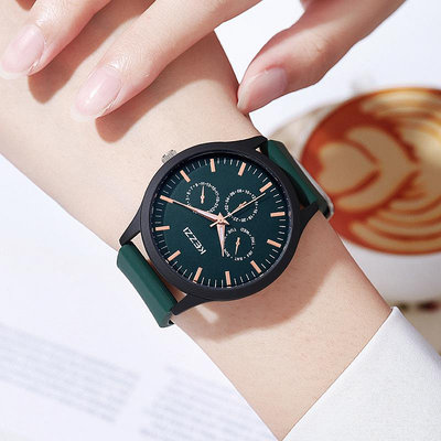熱銷 KEZZI新款韓版大錶盤圓形皮錶帶日歷中性女錶潮流時尚手錶腕錶女氣質320 WG047