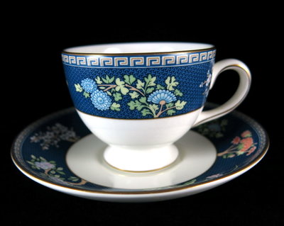 英國製Wedgwood Blue Siam系列骨瓷咖啡杯盤組