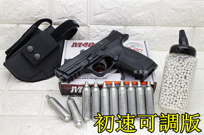 台南 武星級 KWC S&amp;W MP40 CO2槍 初速可調版 + CO2小鋼瓶 + 奶瓶 + 槍套 ( 大嘴鳥直壓槍模型