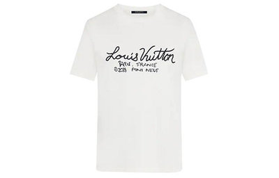 LOUIS VUITTON 特色印花刺繡短袖T恤 男款 白色