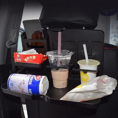 新品車載多功能餐桌汽車椅背可折疊餐臺置物架飲料架水杯架車用餐盤