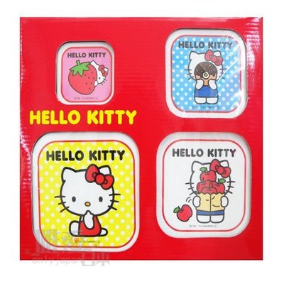【唯愛日本】14032700020 4合1保鮮盒-草莓 三麗鷗 Hello Kitty 凱蒂貓 野餐盒 水果盒