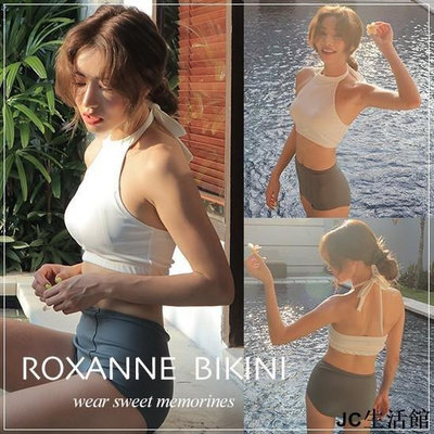 【精選好物】臺灣出貨+預購韓國泳衣 Roxanne Bikini 削肩美背顯瘦無鋼圈泳衣 泳裝 比基尼