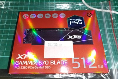 已拆封 未使用, 威剛 pcie ssd XPG S70 blade 512gb , 台灣原廠保固至2027/03/31