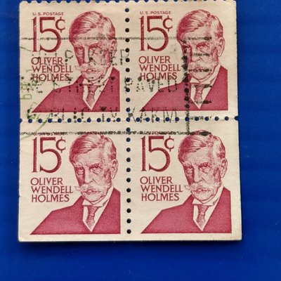 【大三元】美洲舊票-美國1968年傑出的美國人-奧利弗·溫德爾·福爾摩斯郵票 -1全四方連 (138)