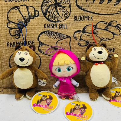 ❤Lika小舖❤日本正版 全新現貨 日本帶回 景品娃娃玩偶布偶吊飾 瑪莎與熊娃娃