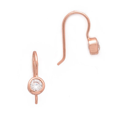 SHASHI 紐約品牌 Solitaire 圓形單鑽耳環 小垂墜式 925純銀鑲18K玫瑰金