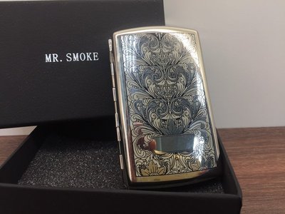 【曜和】缺貨/附發票 Mr.Smoke亮銀唐草電鍍雕花 10-12支裝 超硬度純銅金屬合金材質 手捲煙盒菸盒