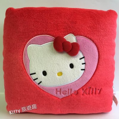 [Kitty 旅遊趣] Hello Kitty 抱枕 午睡枕 沙發靠墊 辦公椅小靠墊 絨毛靠墊 紅色靠墊 凱蒂貓小抱枕