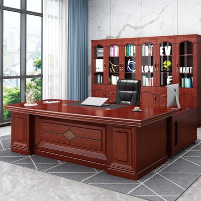 辦公桌老板桌大班臺總裁桌椅組合經理1.6米辦公桌移動柜簡約現代橙子