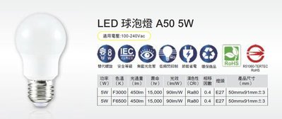 含稅附發票 亮博士 5W E27 LED燈泡 保固一年 台灣CNS認證
