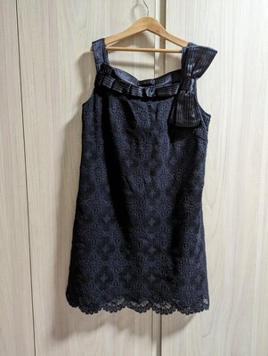 台灣設計師 黃淑琦 黑色蝴蝶結雕花蕾絲洋裝
