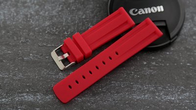 20mm高質感紅色矽膠錶帶silicone strap替代小沛雙凹溝紋seiko oris