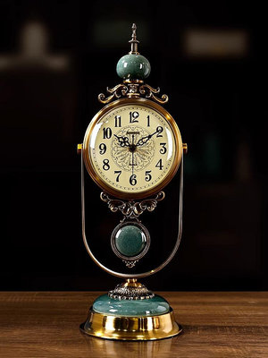 歐式復古座鐘客廳餐廳時鐘輕奢擺放台式鐘表家用擺鐘桌面坐式台鐘