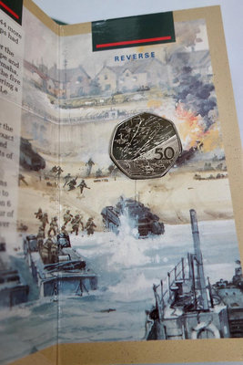 D-Day 50週年 英國紀念幣 官方卡裝 諾曼第登陸 收藏紀念品 二戰 D日 硬幣 戰爭 WW2 諾曼地搶灘 80週年