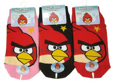 【卡漫迷】 憤怒鳥 童襪 襪子15-22cm 三雙一組 ㊣版 台灣製 Angry birds 紅鳥 襪子 短襪