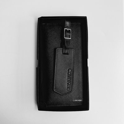 美國百分百【全新真品】Calvin Klein 皮夾 CK 長夾 皮革 證件夾 卡片夾 錢包 男 行李牌 黑色 BF07