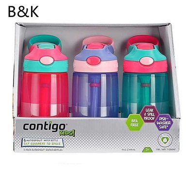 水壺 水杯Contigo Kids' Gizmo 水瓶 3 x 414ml 紅色, 藍綠色和紫色正太生活館