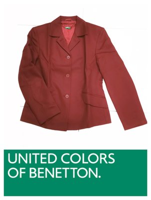 換季3折出清 全新100%羊毛 義大利製 義大利著名服飾品牌United Colors of Be 正紅 純羊毛西裝外套